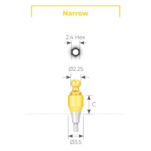 UF(II) Narrow Ball Abutment UNSBA 3530
