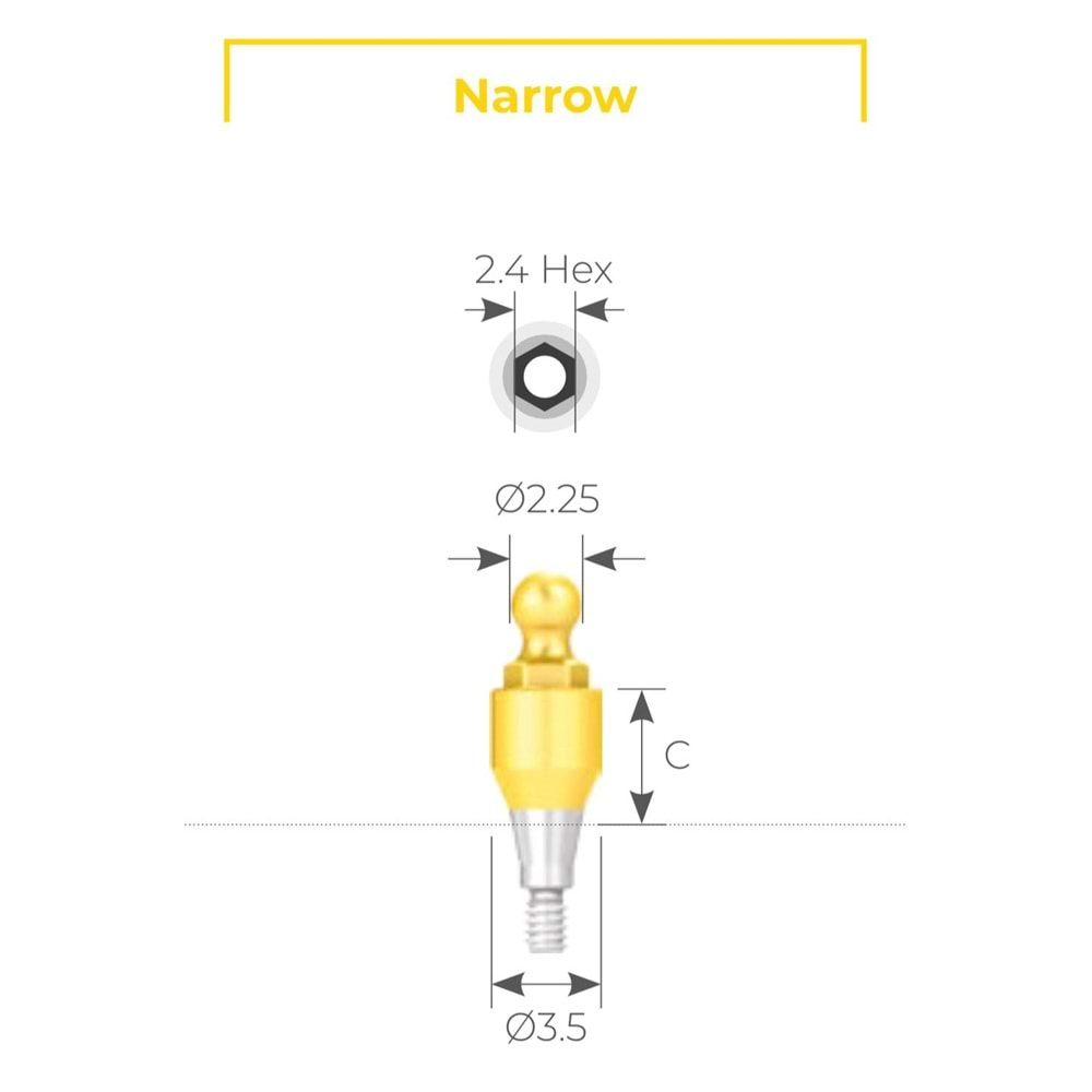 UF(II) Narrow Ball Abutment UNSBA 3530