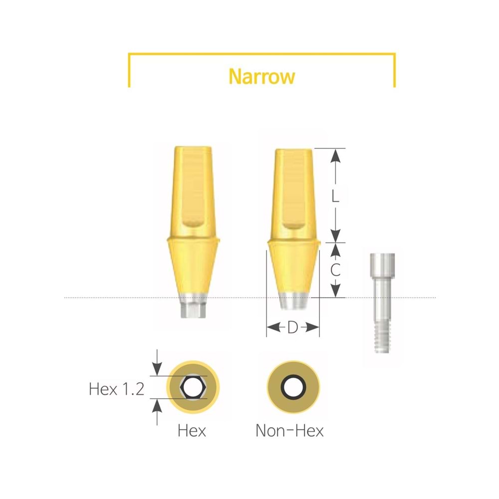 UF(II) Narrow Cemented Abutment UNSCA 40407H